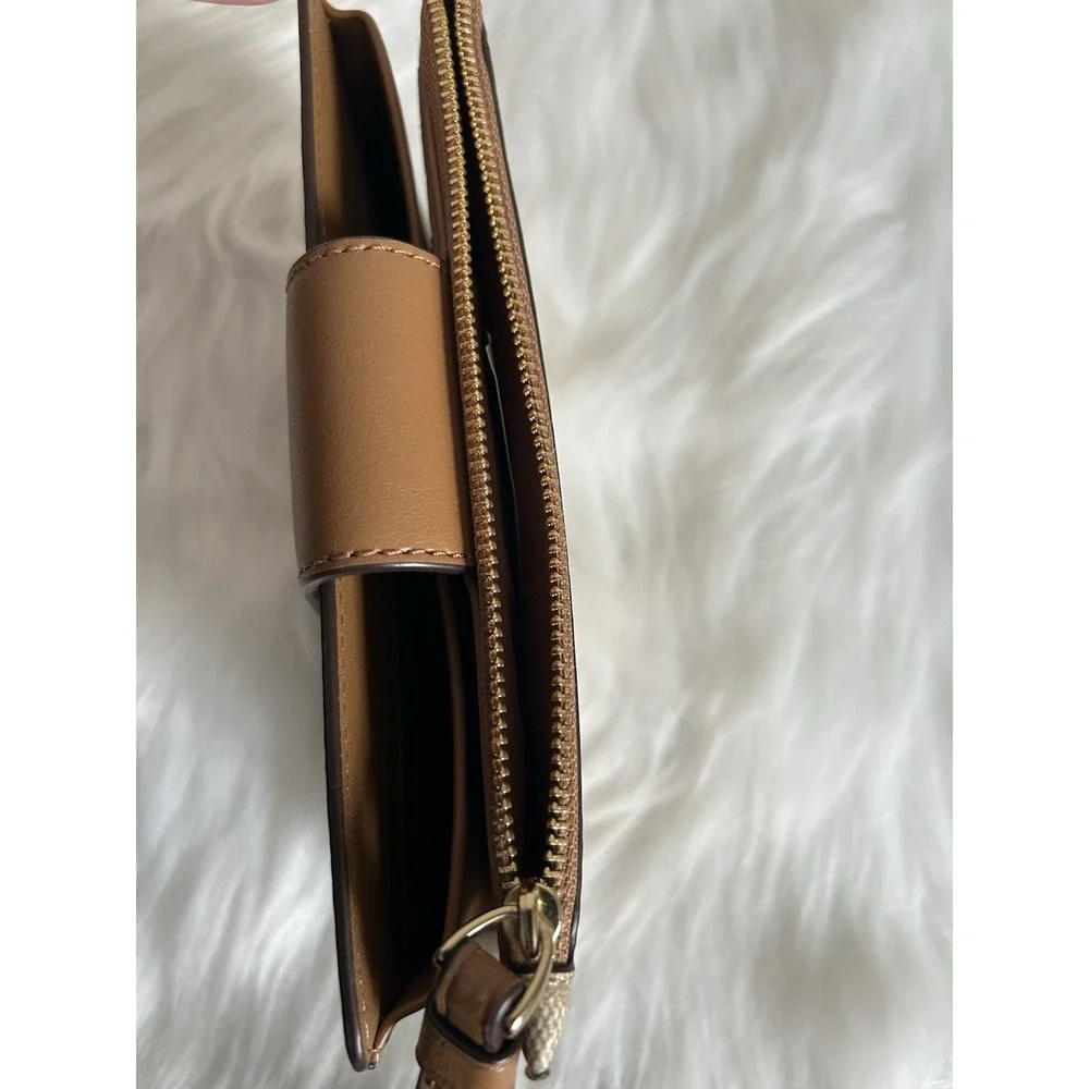 Coach‎ Tech Phone Wallet Khaki Saddle Signature Canvas C2874 NWT